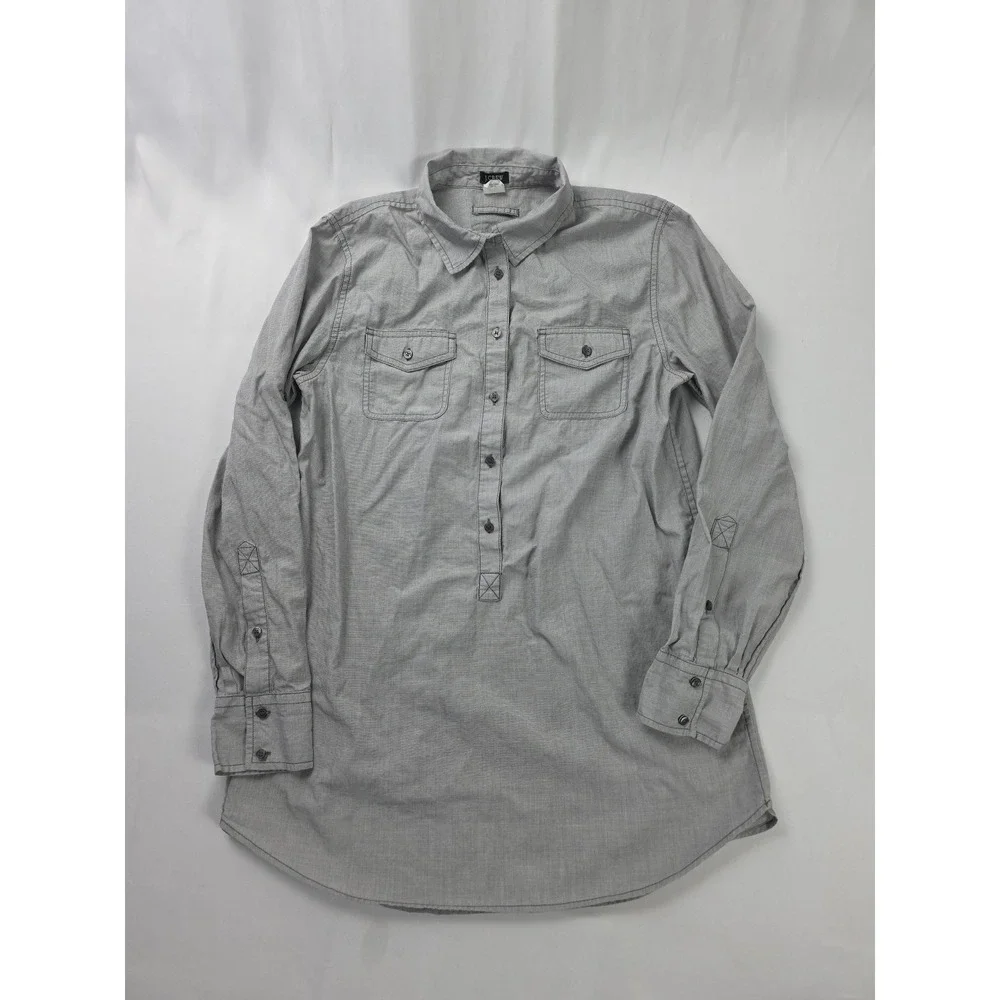 J.Crew Shirt Mens Mens Gray Long Sleeve Popover Utility Cotton Style 37664